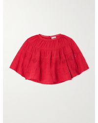 Isabel Marant - Dilama Bluse Aus Biobaumwoll-Voile Mit Lochstickerei Und Häkeleinsätzen - Lyst