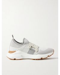 Tod's - Leather-Trimmed Stretch-Knit Slip-On Sneakers - Lyst