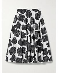 Marni - Pleated Floral-Print Cotton-Poplin Midi Skirt - Lyst
