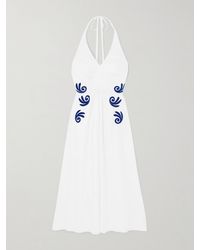 Themis Z - Leucothea Flocked Cotton-Poplin Halterneck Midi Dress - Lyst