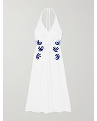 Themis Z - Leucothea Flocked Cotton-Poplin Halterneck Midi Dress - Lyst