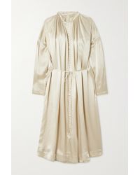 Co. Tie-detailed Ruched Satin Midi Dress - White