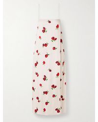 KHAITE - Sicily Midikleid Aus Glänzendem Twill Mit Print - Lyst