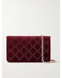 Gucci - Gg Crystal Velvet Wallet On Chain - Lyst