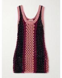 DIOTIMA - Dennis Crystal-Embellished Striped Crocheted Cotton-Blend Tank - Lyst