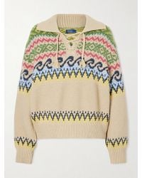 Polo Ralph Lauren - Jacquard-Knit Cotton-Blend Polo Sweater - Lyst