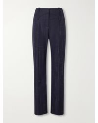 Tory Burch - Checked Wool-Blend Straight-Leg Pants - Lyst