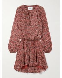 Isabel Marant - Bess Minikleid Aus Bedrucktem Georgette Mit Raffungen - Lyst