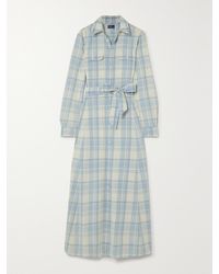 Polo Ralph Lauren - Belted Checked Cotton-Twill Maxi Shirt Dress - Lyst