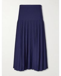 STAUD - Lena Pleated Knitted Midi Skirt - Lyst