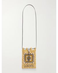 Loewe - Paula's Ibiza Leather-Trimmed Crocheted Raffia Bucket Bag - Lyst