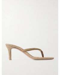 Gianvito Rossi - Calypso 80 Suede-Trimmed Raffia Sandals - Lyst