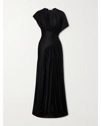 Rabanne - Asymmetric Gathered Satin Maxi Dress - Lyst