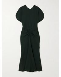 Victoria Beckham - Gathered Crepe Midi Dress - Lyst
