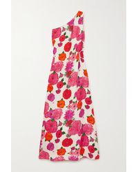 La DoubleJ - Roy One-shoulder Floral-print Silk-twill Maxi Dress - Lyst