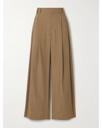 Brunello Cucinelli - Pleated Cotton-Poplin Wide-Leg Pants - Lyst