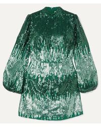 RIXO London Samantha Sequined Crepe Mini Dress - Green