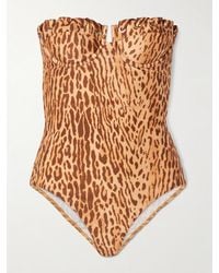 Zimmermann - Cascadian Badeanzug Mit Leopardenprint, Bügel-Cups Und Details Im Überwendlichstich - Lyst