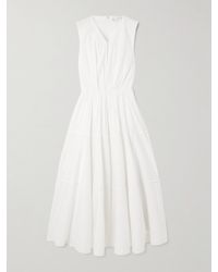 Proenza Schouler - Kailey Pleated Cotton-Blend Poplin Midi Dress - Lyst