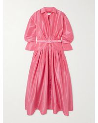 Rebecca Vallance - Maple Midi-Hemdblusenkleid Aus Dupionseide Mit Raffungen Und Gürtel - Lyst