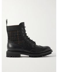 Church's - Jacquard-Paneled Leather Ankle Boots - Lyst