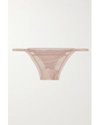 Else - Bella Satin-trimmed Stretch-lace Thong - Lyst