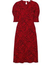 RIXO London Jess Animal-print Crepe Midi Dress - Red