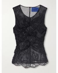 Sharon Wauchob - Alana Gathered Lace-Trimmed Cotton-Blend Point D'Esprit-Tulle Cami - Lyst