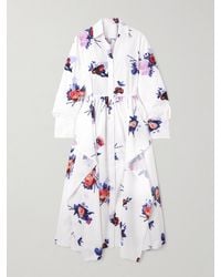Erdem - Floral-Print Cotton-Poplin Midi Shirt Dress - Lyst