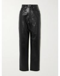 Agolde - 90S Pinch Waist Long Recycled Leather-Blend Straight-Leg Pants - Lyst