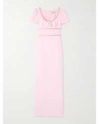 Self-Portrait - Crystal-Embellished Appliquéd Crepe Maxi Dress - Lyst