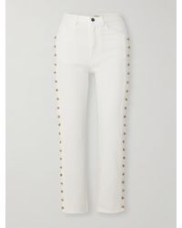 Chloé - Cropped Button-Detailed High-Rise Straight-Leg Jeans - Lyst