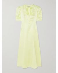 Alessandra Rich - Midikleid Aus Seidensatin Mit Raffungen Und Schleife - Lyst