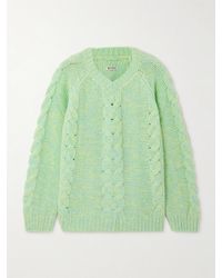 Bode - Eiderdown Cable-Knit Alpaca, Mohair And Silk-Blend Sweater - Lyst