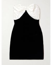 Alessandra Rich - Strapless Bow-Embellished Silk-Duchesse And Velvet Mini Dress - Lyst