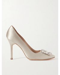 Manolo Blahnik - Hangisi 105 Pumps Aus Satin Mit Verzierung - Lyst