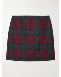 Blazé Milano - Coci Velvet-Trimmed Checked Wool Mini Skirt - Lyst