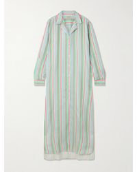 Comme Si - Striped Silk-Twill Midi Shirt-Dress - Lyst