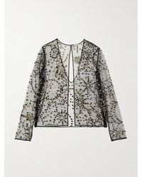 Bode - Sheer Fete Bluse Aus Mesh Mit Applikationen - Lyst