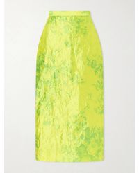 Erdem - Floral-Print Crinkled-Satin Midi Skirt - Lyst
