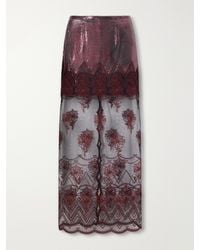 Rabanne - Layered Embroidered Mesh-Trimmed Chainmail Maxi Skirt - Lyst