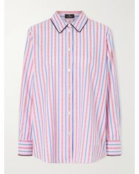 Etro - Striped Floral-Jacquard Cotton-Poplin Shirt - Lyst