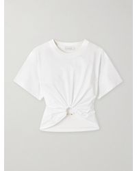 Rabanne - Cropped Embellished Gathered Cotton-Jersey T-Shirt - Lyst