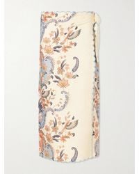 FARM Rio - Scalloped Printed Linen Wrap Midi Skirt - Lyst