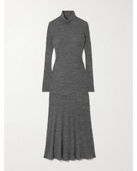 Moncler - Ribbed Wool Turleneck Midi Dress - Lyst