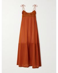 Ulla Johnson - Linnea Midikleid Aus Baumwolle Mit Häkelbesätzen Und Troddeln - Lyst