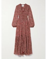 Isabel Marant - Briane Gathered Printed Georgette Maxi Dress - Lyst