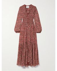 Isabel Marant - Briane Maxikleid Aus Bedrucktem Georgette Mit Raffungen - Lyst