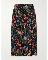 Gucci - Pleated Printed Silk Skirt - Lyst