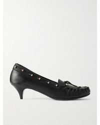 KHAITE - Milly Embellished Whipstitched Textured-Leather Pumps - Lyst